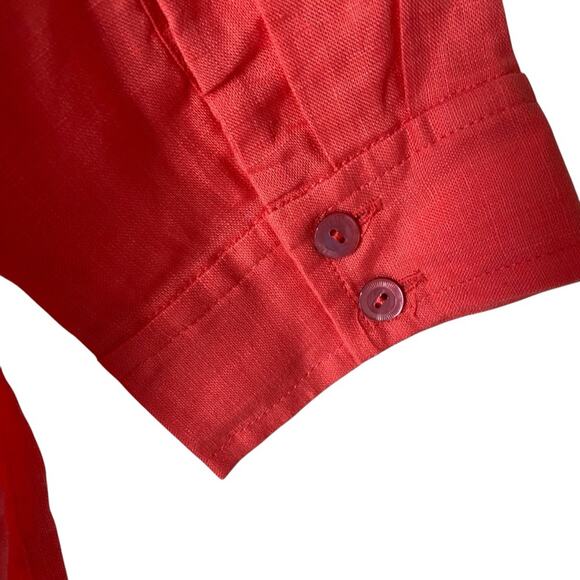 Eileen Fisher Organic Linen Collarless Button Down Shirt size Petite Small PS - Picture 4 of 6